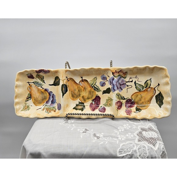 ZRIKE Golden Pear 3 Part Relish Dish - Picture 1 of 9